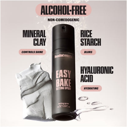 HUDA BEAUTY Easy Bake Setting Spray – Spray fixateur maquillage tenue 16 h