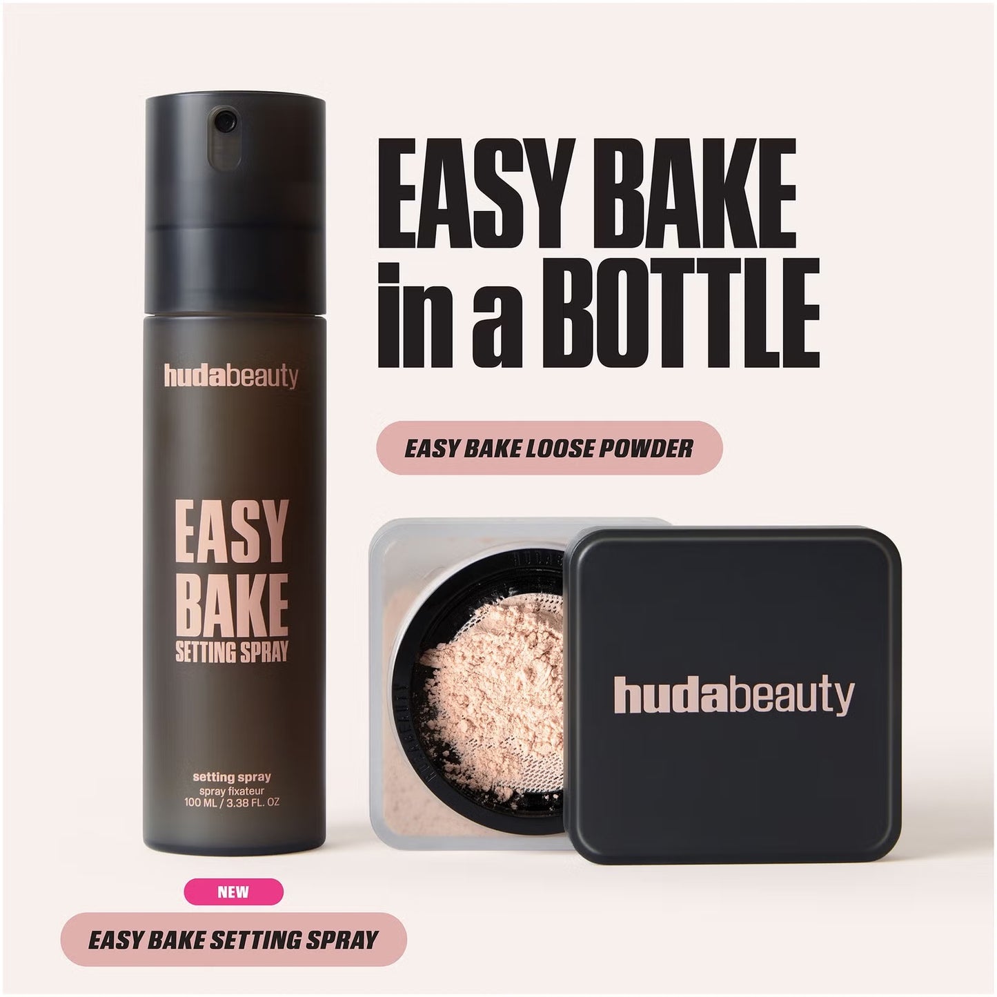 HUDA BEAUTY Easy Bake Setting Spray – Spray fixateur maquillage tenue 16 h